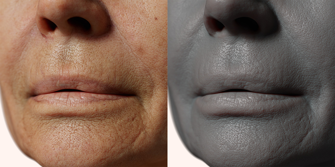 Female head scan skin pore details 